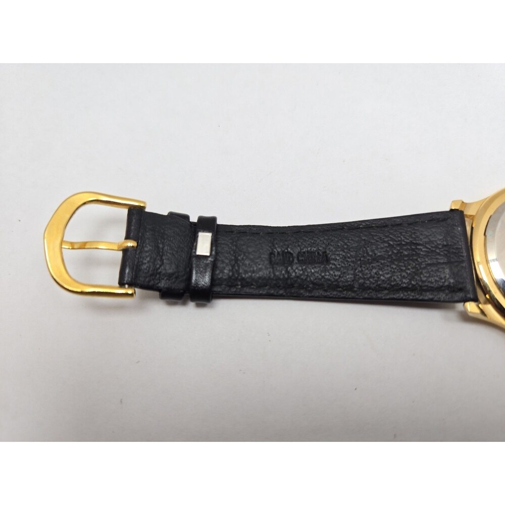 Vintage Kmart Logo Quartz Watch Y121 Gold Tone White Dial Black Band New Battery - Picture 10 of 12